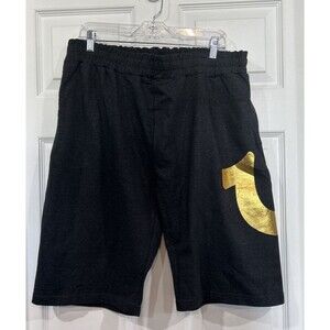 True Religion Lounge Pajama Shorts Gray Gold Horseshoe Pull On Knit XL